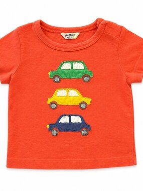 Baby Boden Car Appliqué T-Shirt 3-6M Red Orange Short Sleeve Top
